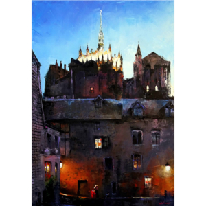 Le Mont Saint Michel dans l'ombre de la nuit