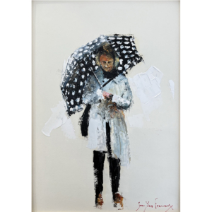 Le parapluie à pois blancs