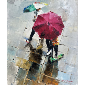 La trottinette sous la pluie